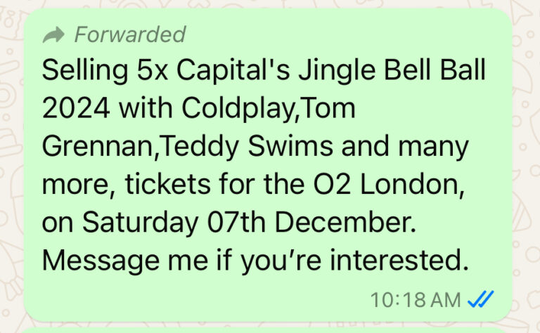 Forwarded message from our own group chat (Credit: Lola Davies)